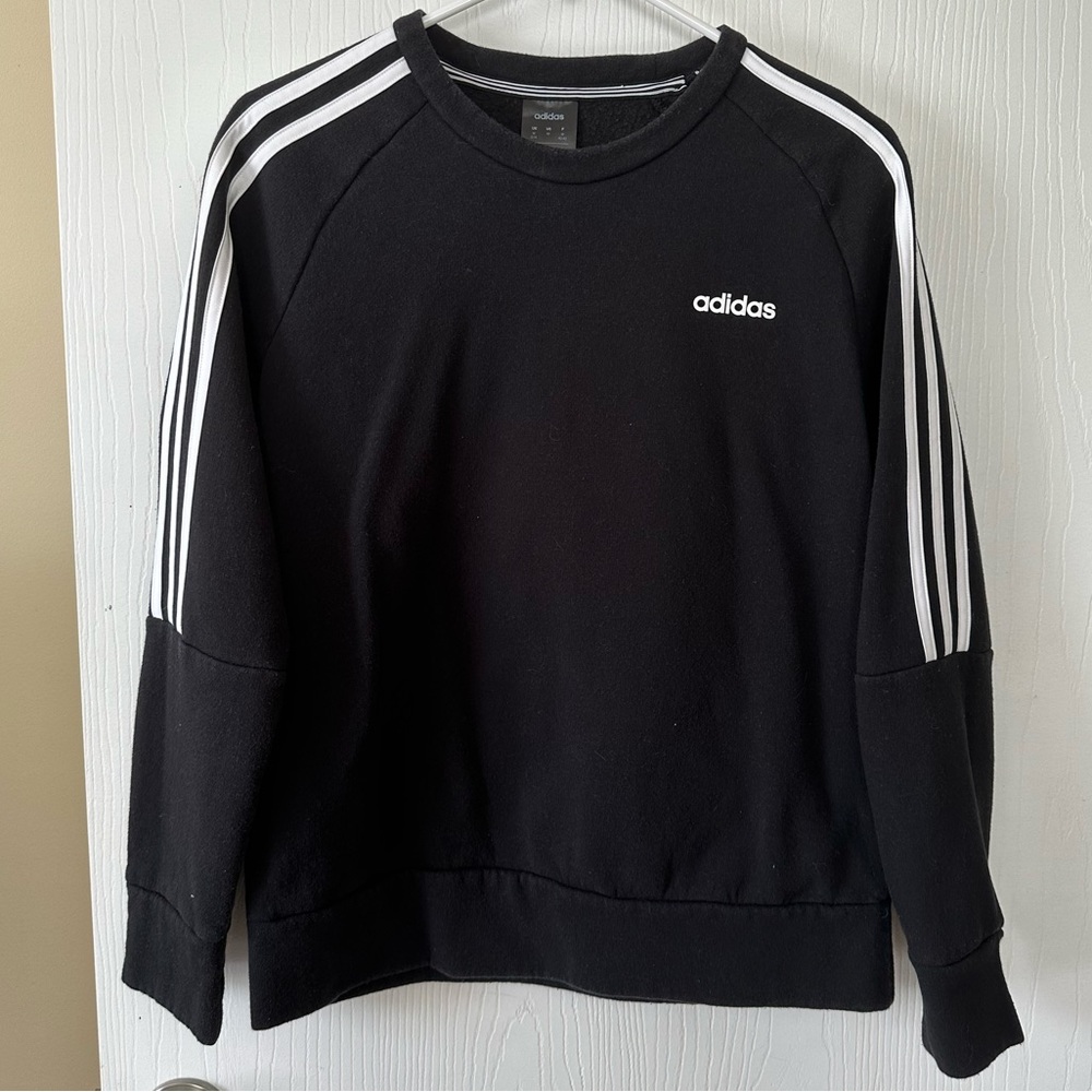 Women’s Adidas Crew Neck Sweatshirt - Black and white - Medium